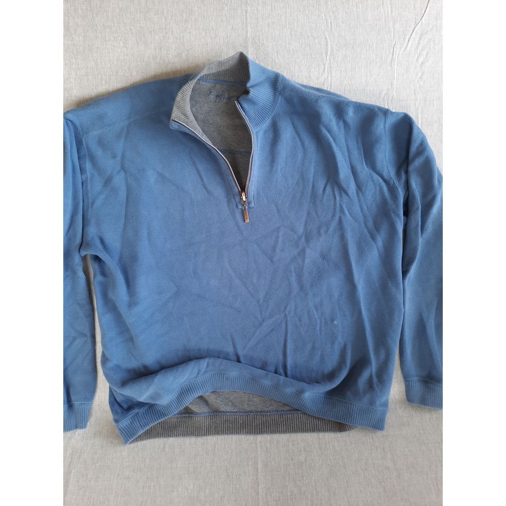 Tommy‎ Bahama Men's XL Blue Polyester Stretch Fabric 1/4 Zip-Up Pullover Sweater